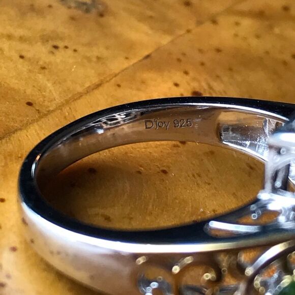 Genuine Smoky Quartz Chrome Diopside Sterling Silver Cocktail Ring Size 8 - Picture 4 of 8